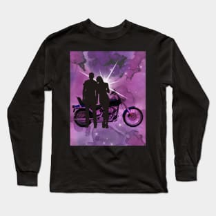 Motorcycle couple 2 in Fuschia/Pink Long Sleeve T-Shirt